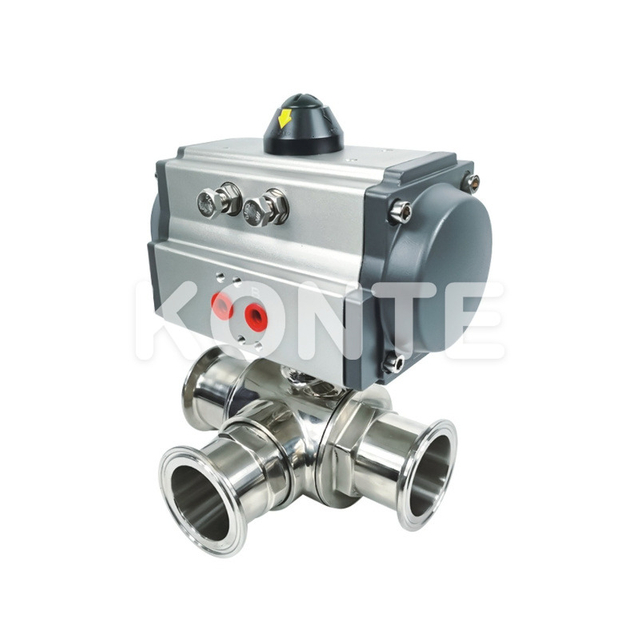 Pneumatic Tri-clamp 3-Ways Ball Valve