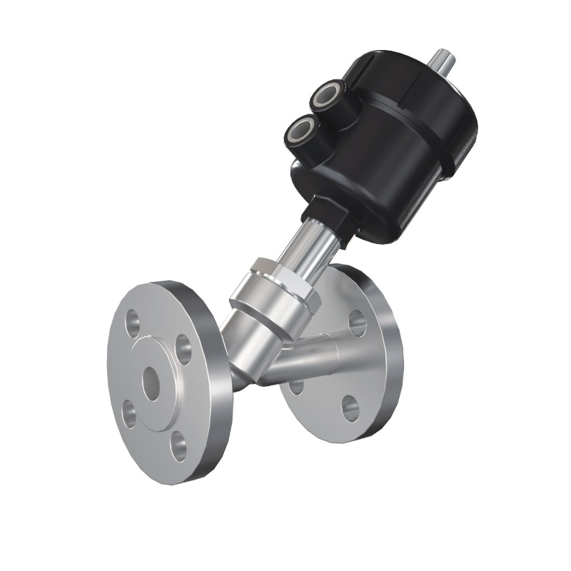 Plastic Pneumatic Flanged Angle Seat Valve 1