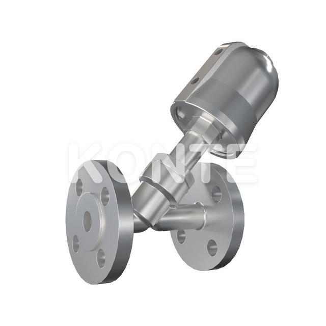 Stainless Steel Pneumatic Flanged Angle Seat Valve
